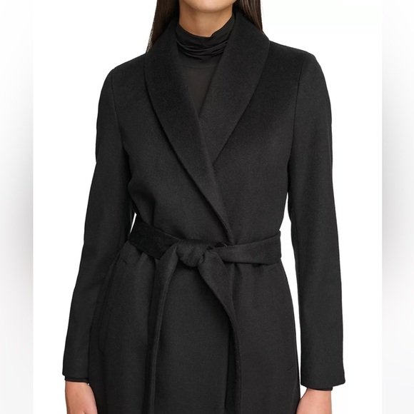 Calvin Klein Women’s Wool Blend Belted Wrap Coat - Picture 6 of 6